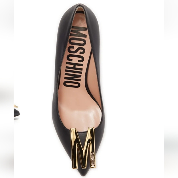 NIB MOSCHINO Logo Leather Pumps - Picture 6 of 6